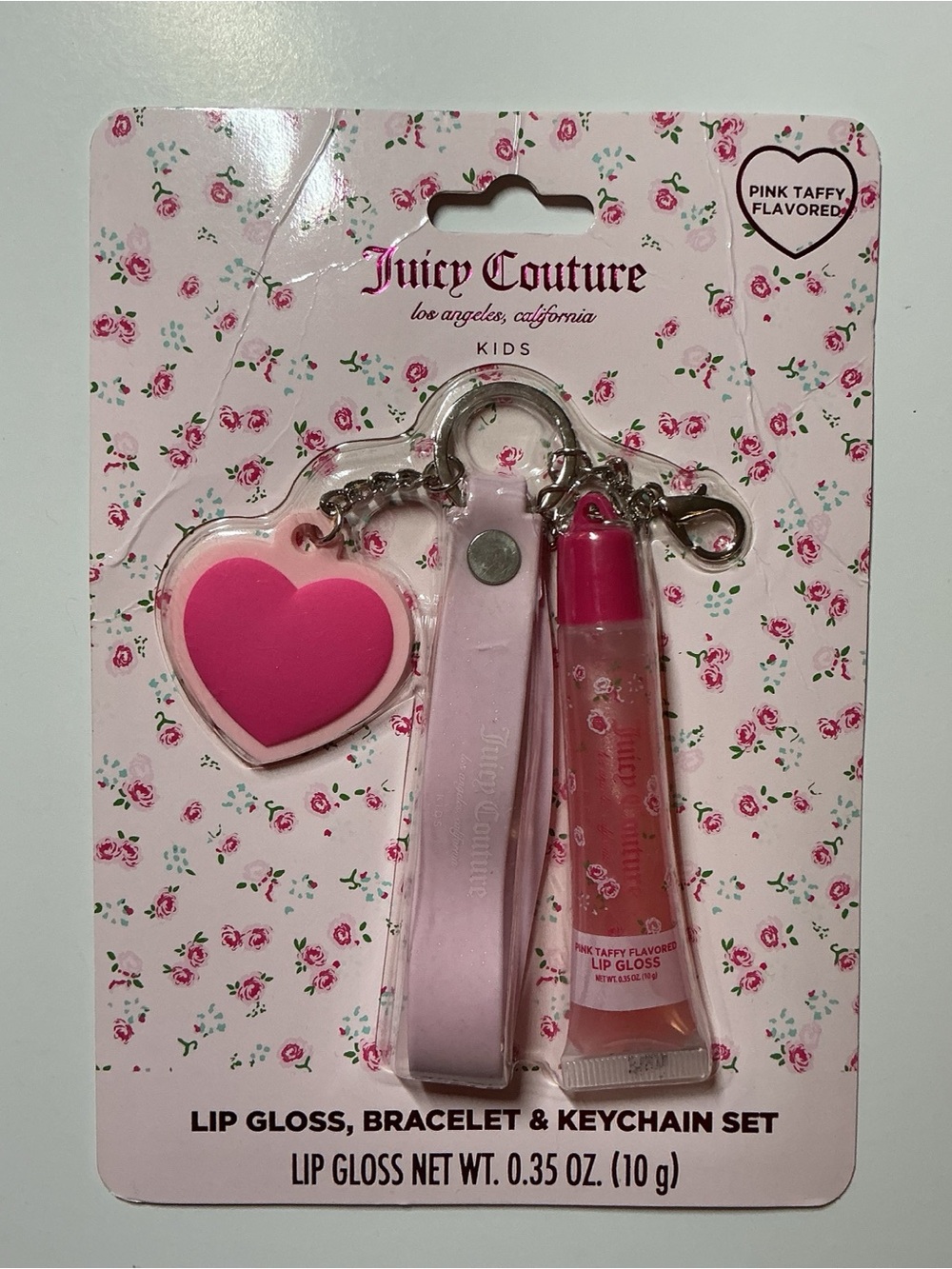 Juicy Couture Kids Pink Heart Lip Gloss, Bracelet & Keychain Set - Pink Taffy
